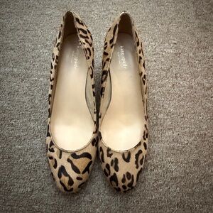 $228 Kate Spade Wedge Pump Heel Shoes, Women's 7.5M Leopard Calf Hair, worn once